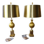 Paire de lampes maison charles modle persane abats jour en laiton restaures
