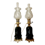 Paire de lampes napoléon iii bronze et verre Paire de lampes napoléon iii bronze et verre