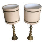 Paire de lampes avec pied en laiton ancien