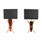 Paire de lampes en résine fractale et laiton par henri fernandez Paire de lampes en résine fractale et laiton par henri fernandez