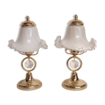 Paire de lampes de table en verre de murano. italie, annes 1970