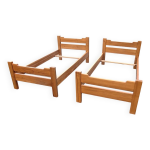 Paire de lits en loupe d'orme attribus  maison regain