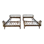 Paire de lit en rotin annes 50 - 60