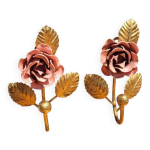 Paire de patres roses et dores