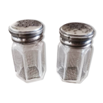 Paire de petites salires en cristal et mtal argent priode art dco