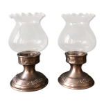 Paire de photophores bougeoirs en tain et verre