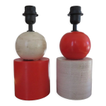 Paire de pieds de lampes en cramique annes 80
