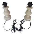 Paire de pieds de lampe patins blanc cass