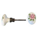 Paire de poign�es en c�ramique fleurie, charme ancien