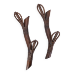 Paire de porte manteaux en rotin, années 70 Paire de porte manteaux en rotin, années 70
