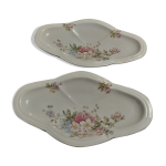 Paire de raviers en porcelaine dcor floral