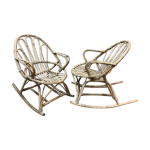 Paire de rocking - chairs en rotin
