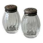 Paire de salerons perles en verre et argent par christofle vintage