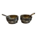 Paire de salires en argent et cristal