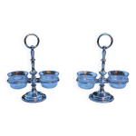 Paire de salires salerons christofle mtal argent et cristal taill