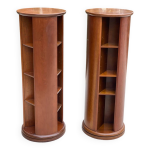 Paire de sellettes pivotantes en bois