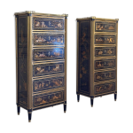 Paire de semainiers louis xvi en laque noire et or, xviiime sicle