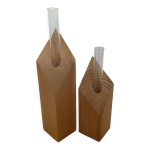 Paire de soliflores éprouvettes losange en bois scandinave Paire de soliflores éprouvettes losange en bois scandinave