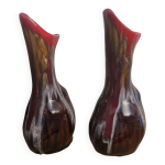 Paire de soliflores façon vallauris émail flamboyant années 60 - 70 Paire de soliflores façon vallauris émail flamboyant années 60 - 70