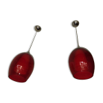 Paire de suspensions coniques en verre teinté rouge Paire de suspensions coniques en verre teinté rouge