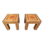 Paire de tables d'appoint en laiton et bois de ronce, ann�es 1980