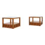 Paire de tables basses carrées biosca en bois de pin, design géographique, espagne Paire de tables basses carrées biosca en bois de pin, design géographique, espagne