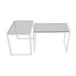 Paire de tables basses vintage métal et verre Paire de tables basses vintage métal et verre