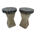 Paire de tables brutalistes en granit et pierre