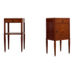 Paire de tables de chevet art dco franaises  plateau en marqueterie et marbre, 1940