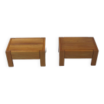 Paire de tables de chevets ou basses regain orme verni Paire de tables de chevets ou basses regain orme verni