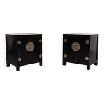 Paire de tables de chevet chinoises noires, annes 1970