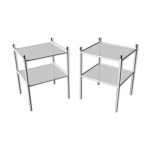 Paire de tables de chevet en mtal laqu blanc, sude 1970