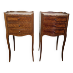 Paire de tables de chevets style louis xv en marqueterie