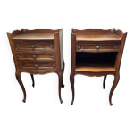 Paire de tables de chevet style louis xv en merisier massif