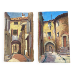 Paire de tableaux ruelles de roquebrune var