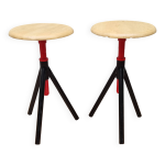 Paire de tabourets d atelier  vis rglables trpied style industriel 48 cm
