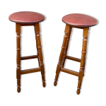 Paire de tabourets de bar bois courbé 1960 Paire de tabourets de bar bois courbé 1960