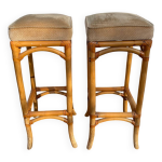 Paire de tabourets de bar en osier rotin Paire de tabourets de bar en osier rotin