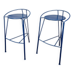 Paire de tabourets de bar pascal mourgue modle lune d'argent, fermob, annes 80
