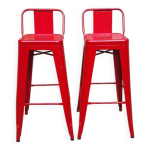 Paire de tabouret de bar tolix rouge Paire de tabouret de bar tolix rouge