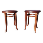 Paire de tabourets bas cann�s et sign�s thonet - ann�es 20