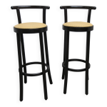 Paire de tabourets baumann modle dialog noir et ska jaune et bleu 1990