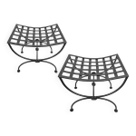 Paire de tabourets curule - fer forgé - vintage xxe siècle excellent état Paire de tabourets curule - fer forgé - vintage xxe siècle excellent état