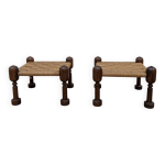 Paire de tabourets danois en cordage vintage