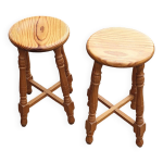 Paire de tabourets pin massif