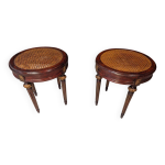 Paire de tabourets de style louis xvi � assise cann�e