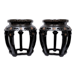 Paire de tabourets ou tables d'appoint bois peint et laqu� - �poque : xx�me si�cle