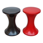 Paire de tabourets vintage, noir et rouge par henry massonnet pour stamp, france