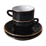 Paire de tasses à café bistrot porcelaine noire or apilco y. deshoulières Paire de tasses à café bistrot porcelaine noire or apilco y. deshoulières