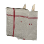 Paire de torchons monogramme lc rayures rouge